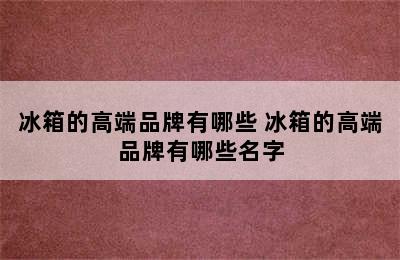 冰箱的高端品牌有哪些 冰箱的高端品牌有哪些名字